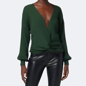 Hudson Garden Topiary Green Knotted Ribbed Sweater Medium New with Tag